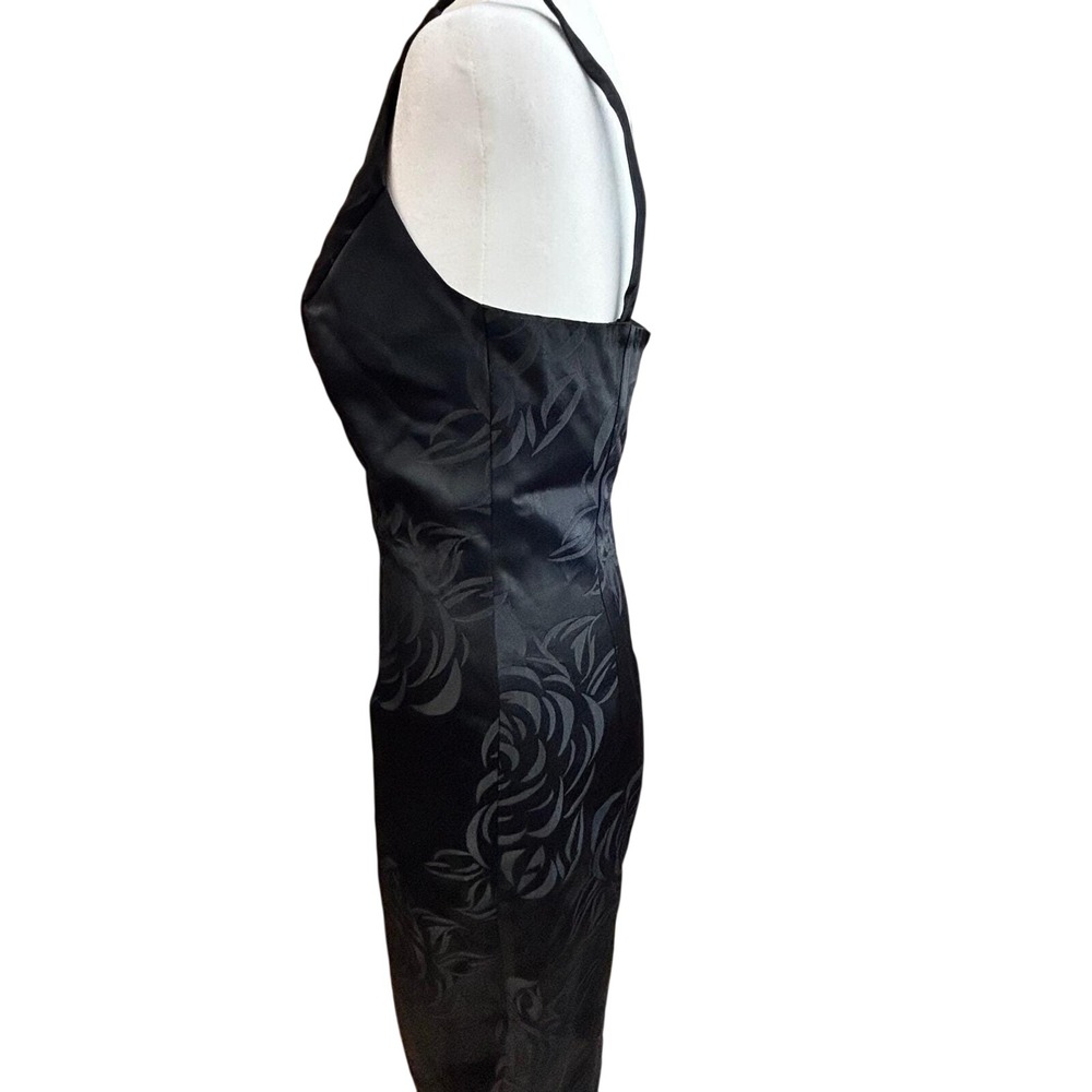 A list by Wrapper‎ 7 Black Rose Jacquard Sheath Maxi Dress Formal Evening Y2K - Picture 2 of 8